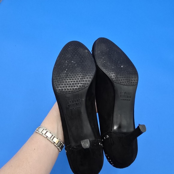 Stuart Weitzman Suede‎ Studded Heels Pumps Shoes Size 8M - Picture 9 of 10